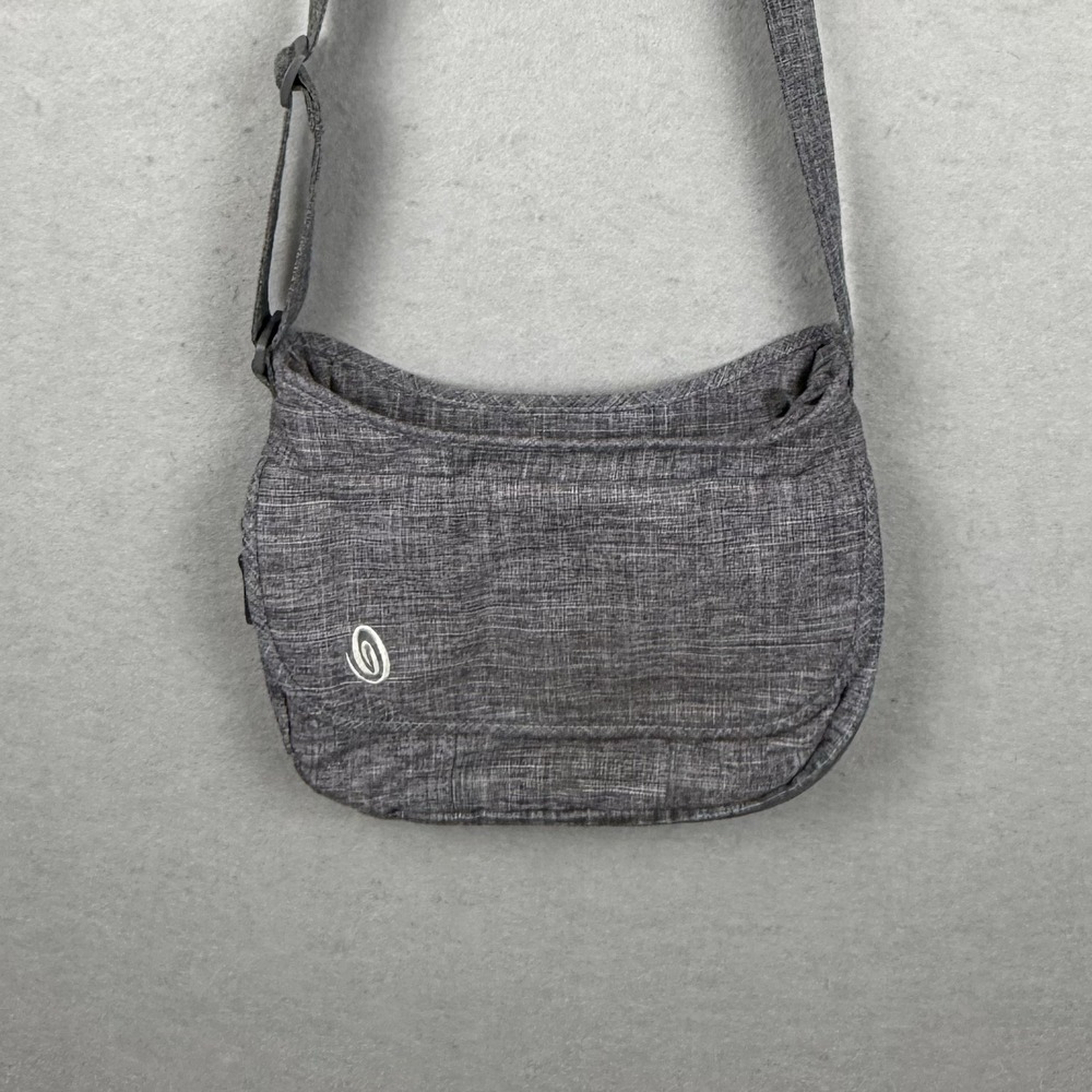Timbuk2 Messenger Bag Gray Canvas Crossbody Adjustable Strap Blue Interior